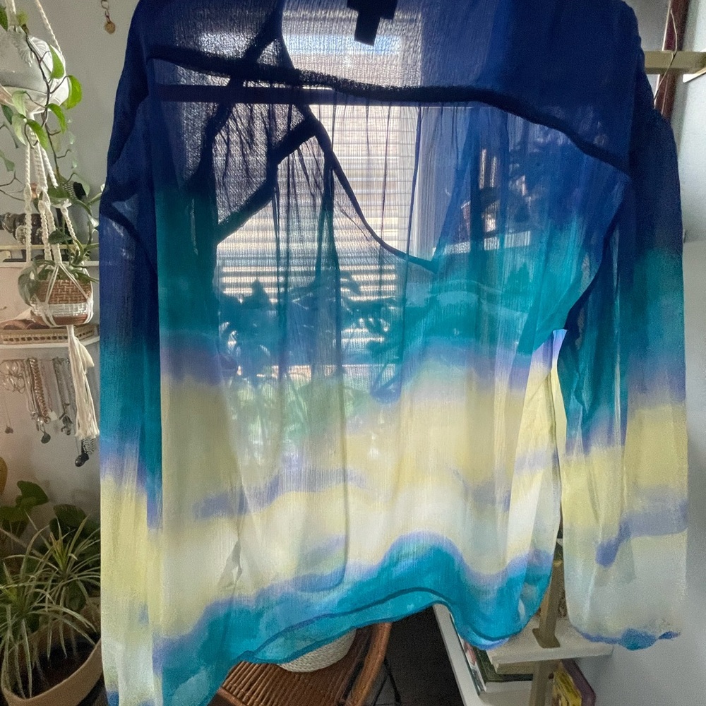INC International Concepts Women's Multicolor Sheer Blouse - Picture 2 of 5